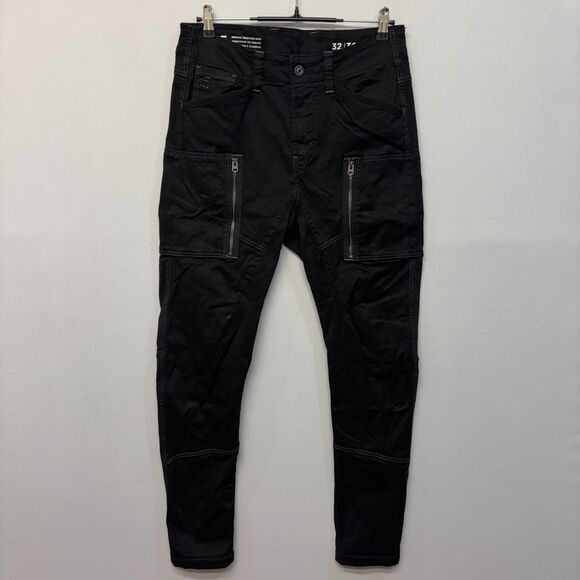 G-Star Raw Men Zip Pocket 3D Skinny Cargo Jeans Size 32x30 Black Denim D039 -5 - Picture 1 of 16